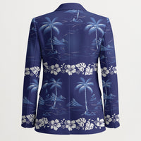 Blue Hawaii Palm Tree Hibiscus Blazer Fantasy Summer Vibe LT01 - Polynesian Pride