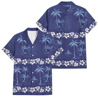 Blue Hawaii Palm Tree Hibiscus Family Matching Mermaid Dress and Hawaiian Shirt Fantasy Summer Vibe