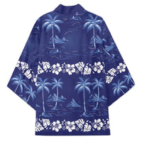 Blue Hawaii Palm Tree Hibiscus Kimono Fantasy Summer Vibe LT01 - Polynesian Pride