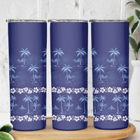 Blue Hawaii Palm Tree Hibiscus Skinny Tumbler Fantasy Summer Vibe LT01 - Polynesian Pride