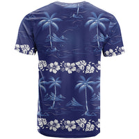 Blue Hawaii Palm Tree Hibiscus T Shirt Fantasy Summer Vibe LT01 - Polynesian Pride