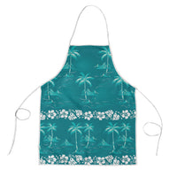Cyan Hawaii Palm Tree Hibiscus Apron Fantasy Summer Vibe LT01 Cyan - Polynesian Pride