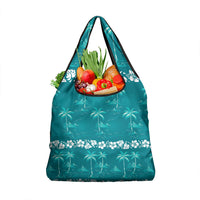 Cyan Hawaii Palm Tree Hibiscus Grocery Bag Fantasy Summer Vibe LT01 1-pack One Size Cyan - Polynesian Pride