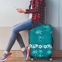 Cyan Hawaii Palm Tree Hibiscus Luggage Cover Fantasy Summer Vibe LT01 - Polynesian Pride