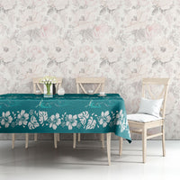 Cyan Hawaii Palm Tree Hibiscus Tablecloth Fantasy Summer Vibe LT01 - Polynesian Pride