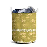 Yellow Hawaii Palm Tree Hibiscus Laundry Basket Fantasy Summer Vibe LT01 - Polynesian Pride