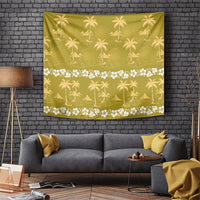Yellow Hawaii Palm Tree Hibiscus Tapestry Fantasy Summer Vibe LT01 Yellow - Polynesian Pride