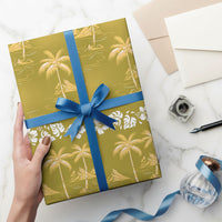 Yellow Hawaii Palm Tree Hibiscus Wrapping Paper Fantasy Summer Vibe LT01 - Polynesian Pride