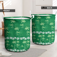 Green Hawaii Palm Tree Hibiscus Laundry Basket Fantasy Summer Vibe LT01 - Polynesian Pride