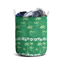 Green Hawaii Palm Tree Hibiscus Laundry Basket Fantasy Summer Vibe LT01 - Polynesian Pride