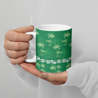 Green Hawaii Palm Tree Hibiscus Ceramic Mug Fantasy Summer Vibe LT01 - Polynesian Pride