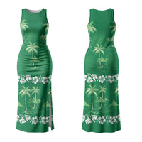 Green Hawaii Palm Tree Hibiscus Family Matching Tank Maxi Dress and Hawaiian Shirt Fantasy Summer Vibe LT01 Mom's Dress Green - Polynesian Pride