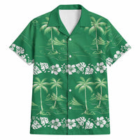 Green Hawaii Palm Tree Hibiscus Hawaiian Shirt Fantasy Summer Vibe LT01 Green - Polynesian Pride