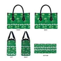 Green Hawaii Palm Tree Hibiscus Leather Bag Fantasy Summer Vibe LT01 - Polynesian Pride