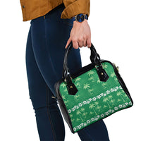 Green Hawaii Palm Tree Hibiscus Shoulder Handbag Fantasy Summer Vibe LT01 - Polynesian Pride