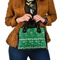 Green Hawaii Palm Tree Hibiscus Shoulder Handbag Fantasy Summer Vibe LT01 - Polynesian Pride