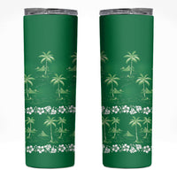 Green Hawaii Palm Tree Hibiscus Skinny Tumbler Fantasy Summer Vibe LT01 Green - Polynesian Pride