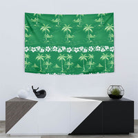 Green Hawaii Palm Tree Hibiscus Tapestry Fantasy Summer Vibe LT01 - Polynesian Pride