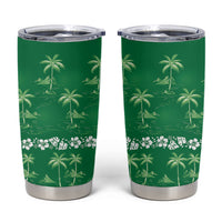 Green Hawaii Palm Tree Hibiscus Tumbler Cup Fantasy Summer Vibe LT01 Green - Polynesian Pride