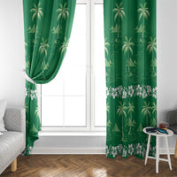 Green Hawaii Palm Tree Hibiscus Window Curtain Fantasy Summer Vibe LT01 - Polynesian Pride