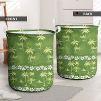 Olive Green Hawaii Palm Tree Hibiscus Laundry Basket Fantasy Summer Vibe LT01 - Polynesian Pride