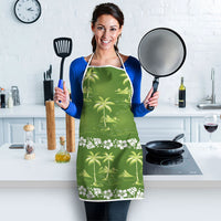 Olive Green Hawaii Palm Tree Hibiscus Apron Fantasy Summer Vibe LT01 - Polynesian Pride