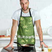 Olive Green Hawaii Palm Tree Hibiscus Apron Fantasy Summer Vibe LT01 - Polynesian Pride