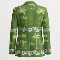 Olive Green Hawaii Palm Tree Hibiscus Blazer Fantasy Summer Vibe LT01 - Polynesian Pride