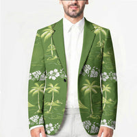 Olive Green Hawaii Palm Tree Hibiscus Blazer Fantasy Summer Vibe LT01 - Polynesian Pride