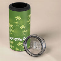 Olive Green Hawaii Palm Tree Hibiscus 4 in 1 Can Cooler Tumbler Fantasy Summer Vibe LT01 - Polynesian Pride