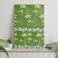 Olive Green Hawaii Palm Tree Hibiscus Canvas Wall Art Fantasy Summer Vibe LT01 - Polynesian Pride
