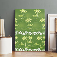 Olive Green Hawaii Palm Tree Hibiscus Canvas Wall Art Fantasy Summer Vibe LT01 - Polynesian Pride