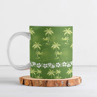 Olive Green Hawaii Palm Tree Hibiscus Ceramic Mug Fantasy Summer Vibe LT01 Olive - Polynesian Pride
