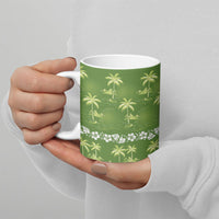 Olive Green Hawaii Palm Tree Hibiscus Ceramic Mug Fantasy Summer Vibe LT01 - Polynesian Pride