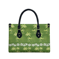 Olive Green Hawaii Palm Tree Hibiscus Leather Bag Fantasy Summer Vibe LT01 - Polynesian Pride