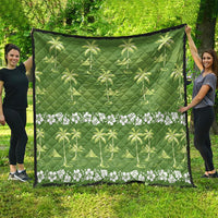 Olive Green Hawaii Palm Tree Hibiscus Quilt Fantasy Summer Vibe LT01 - Polynesian Pride