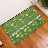 Olive Green Hawaii Palm Tree Hibiscus Rubber Doormat Fantasy Summer Vibe LT01 - Polynesian Pride