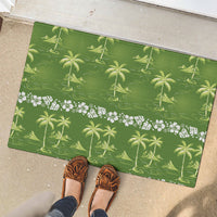 Olive Green Hawaii Palm Tree Hibiscus Rubber Doormat Fantasy Summer Vibe LT01 - Polynesian Pride