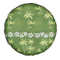 Olive Green Hawaii Palm Tree Hibiscus Spare Tire Cover Fantasy Summer Vibe LT01 - Polynesian Pride