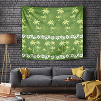 Olive Green Hawaii Palm Tree Hibiscus Tapestry Fantasy Summer Vibe LT01 Olive - Polynesian Pride