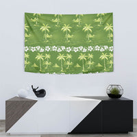 Olive Green Hawaii Palm Tree Hibiscus Tapestry Fantasy Summer Vibe LT01 - Polynesian Pride