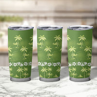 Olive Green Hawaii Palm Tree Hibiscus Tumbler Cup Fantasy Summer Vibe LT01 - Polynesian Pride