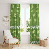 Olive Green Hawaii Palm Tree Hibiscus Window Curtain Fantasy Summer Vibe LT01 - Polynesian Pride