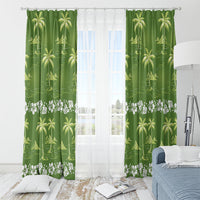 Olive Green Hawaii Palm Tree Hibiscus Window Curtain Fantasy Summer Vibe LT01 - Polynesian Pride