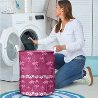 Pink Hawaii Palm Tree Hibiscus Laundry Basket Fantasy Summer Vibe LT01 - Polynesian Pride