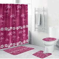 Pink Hawaii Palm Tree Hibiscus Bathroom Set Fantasy Summer Vibe LT01 Bathroom Set (4 pcs) Pink - Polynesian Pride