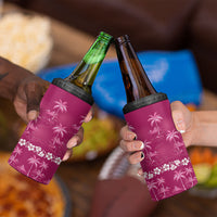 Pink Hawaii Palm Tree Hibiscus 4 in 1 Can Cooler Tumbler Fantasy Summer Vibe LT01 - Polynesian Pride