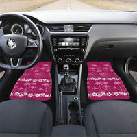Pink Hawaii Palm Tree Hibiscus Car Mats Fantasy Summer Vibe LT01 Set 2pcs - Front Pink - Polynesian Pride