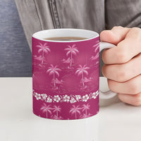 Pink Hawaii Palm Tree Hibiscus Ceramic Mug Fantasy Summer Vibe LT01 - Polynesian Pride