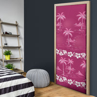 Pink Hawaii Palm Tree Hibiscus Door Cover Fantasy Summer Vibe LT01 - Polynesian Pride